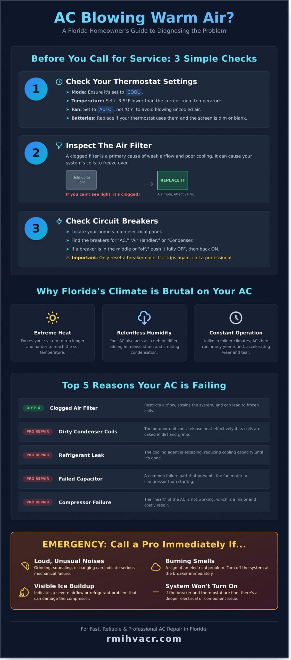 AC Not Blowing Cold Air in the Florida Summer? Here’s Why & What to Do