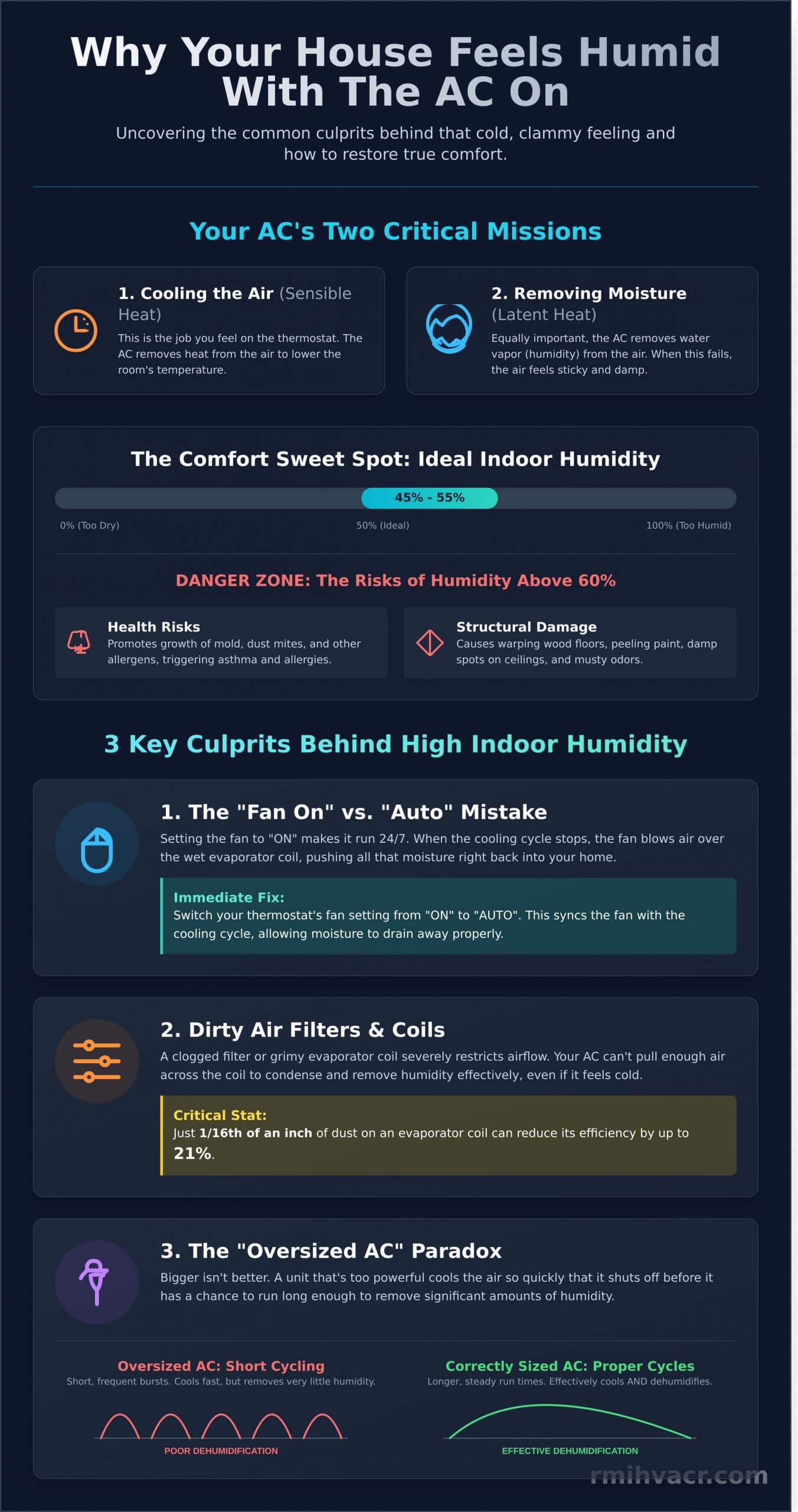Why Does My House Feel So Humid With the AC On? (2026 Central Florida Guide) - Infographic