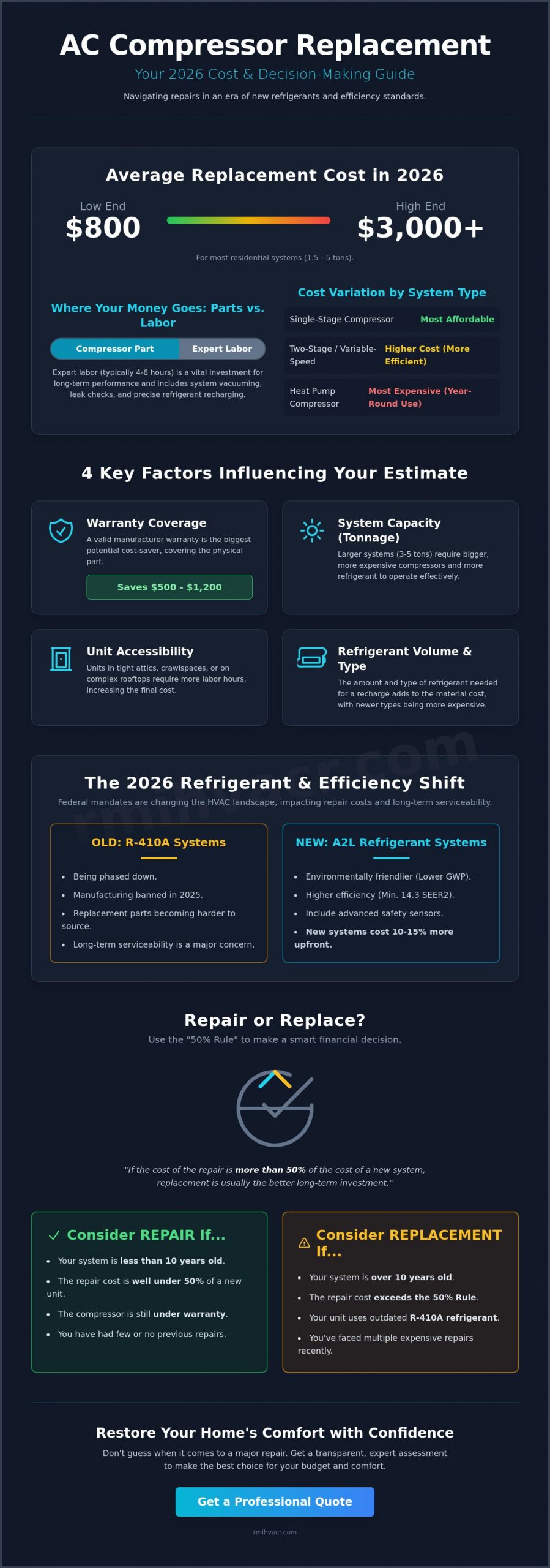 AC Compressor Replacement Cost 2026: A Homeowner’s Pricing Guide