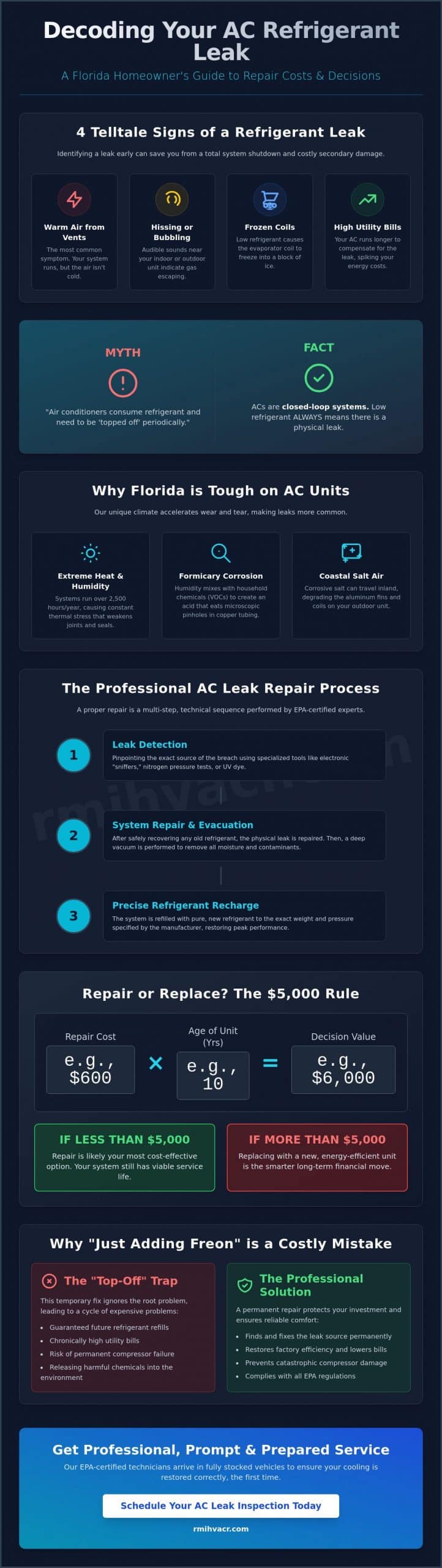 AC Refrigerant Leak Repair Cost: 2026 Price Factors and Florida Homeowner Guide